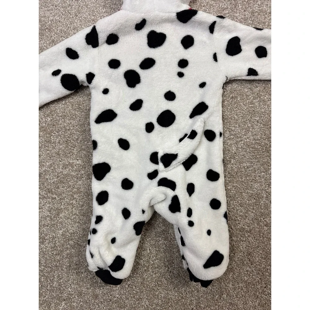 Disney Baby 101 Dalmatians Hooded Fleece Bodysuit White Black 6-9 Months